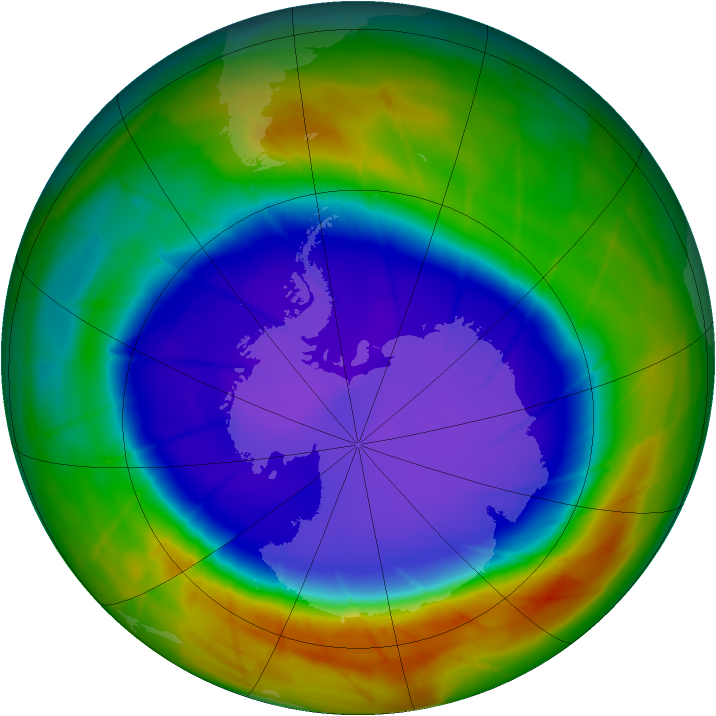 Antarctic ozone map for 21 September 2009